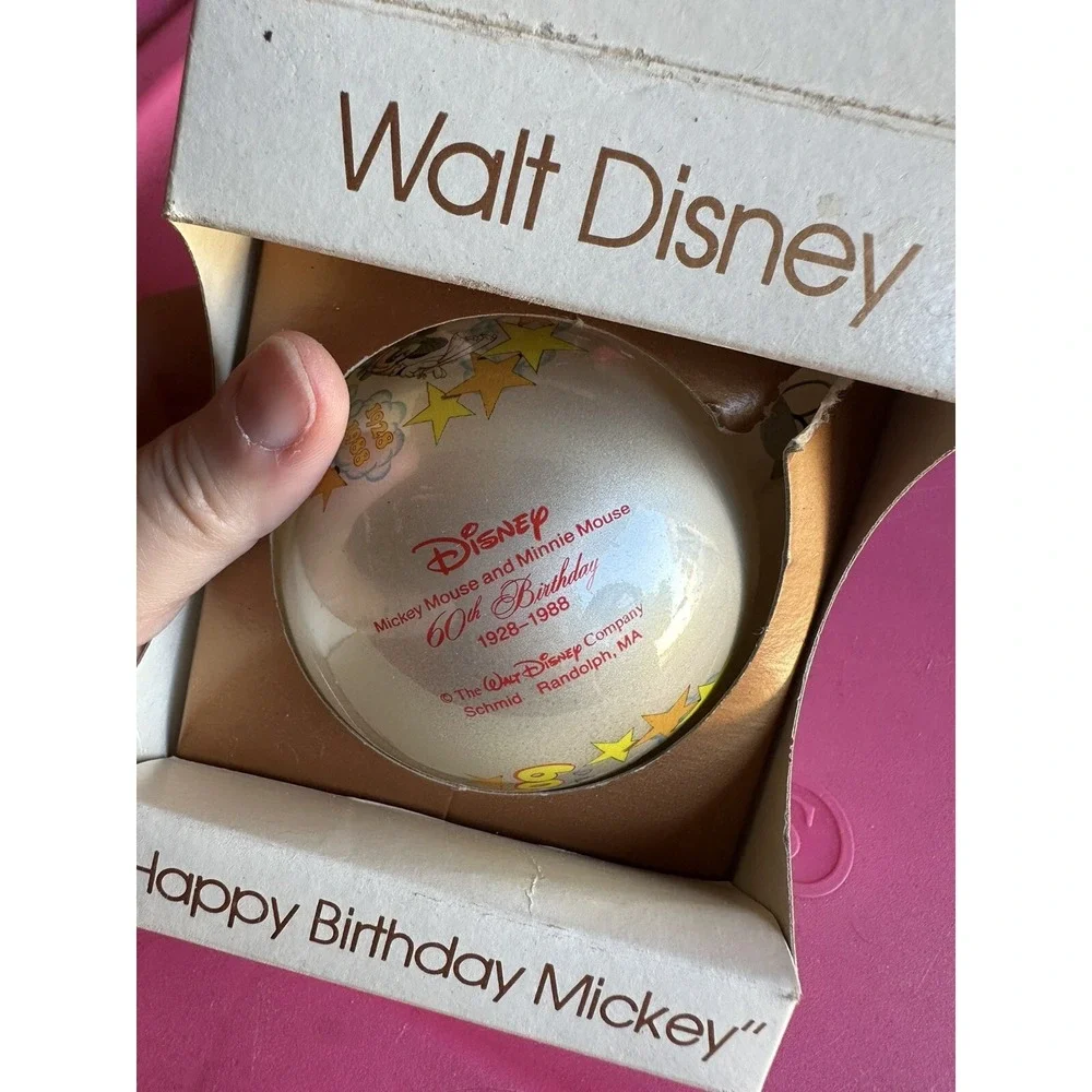 Vintage Disney Happy‎ 60th Birthday Mickey  Christmas Ornament   1988 Schmid